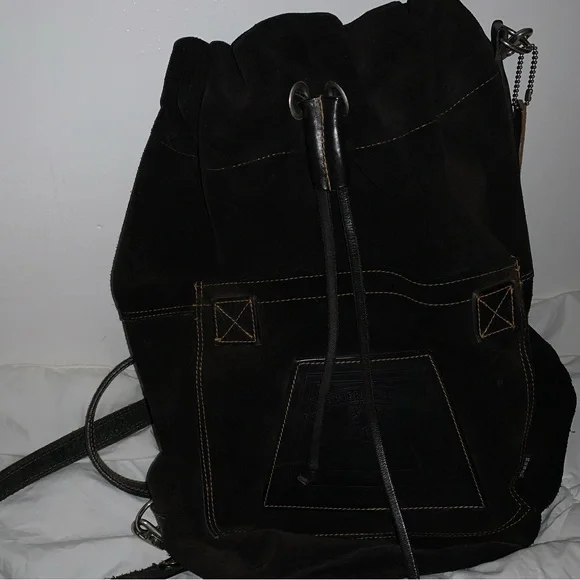 Black Suede Drawstring Backpack - Unbranded - Picture 6 of 9